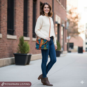 is a vintage colorfully woven Guatemalan huipil clutch